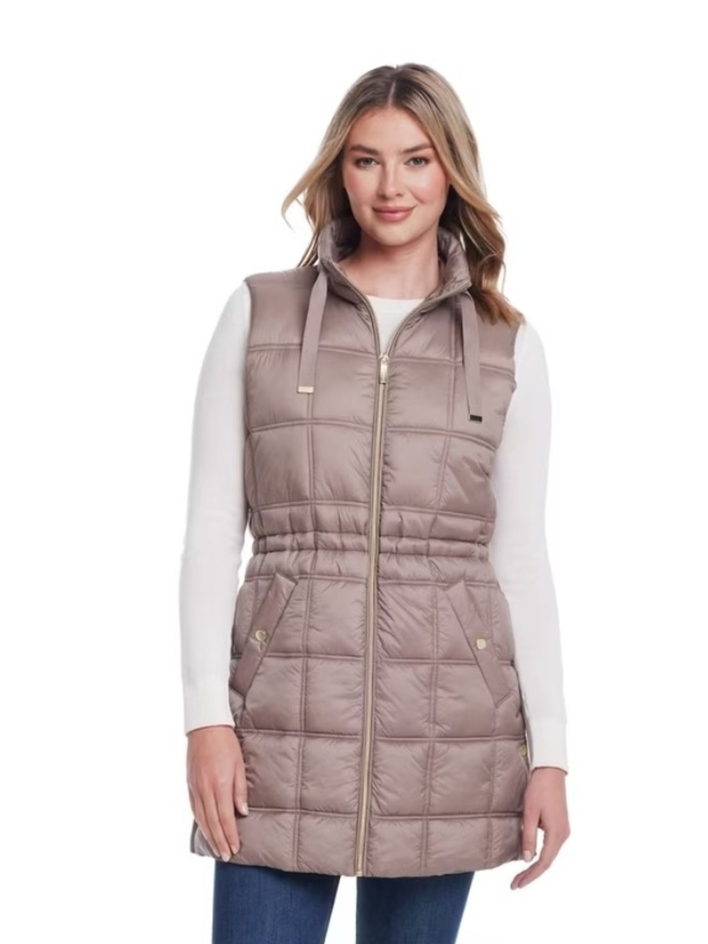 Weatherproof Taupe Tan Box Quilted Longline Puffer Vest New W/tags Small